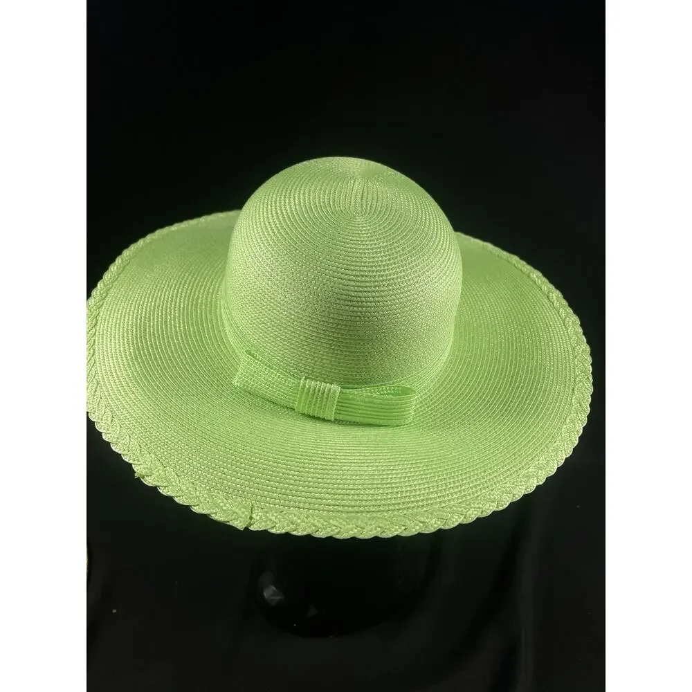 Vintage Wide Brim Green Sun Hat 100% Polypropylene Made in Taiwan